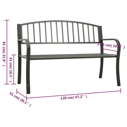 Hagebenk grå 120 cm stål