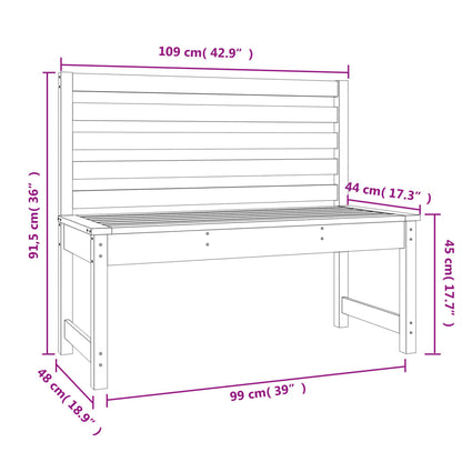 Hagebenk 109 cm heltre furu