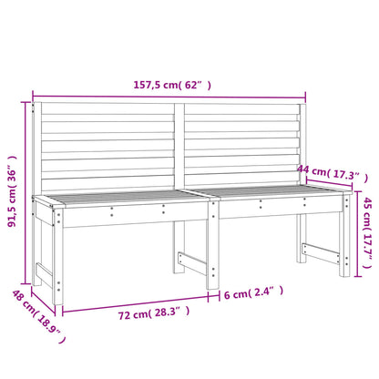Hagebenk svart 157,5 cm heltre furu