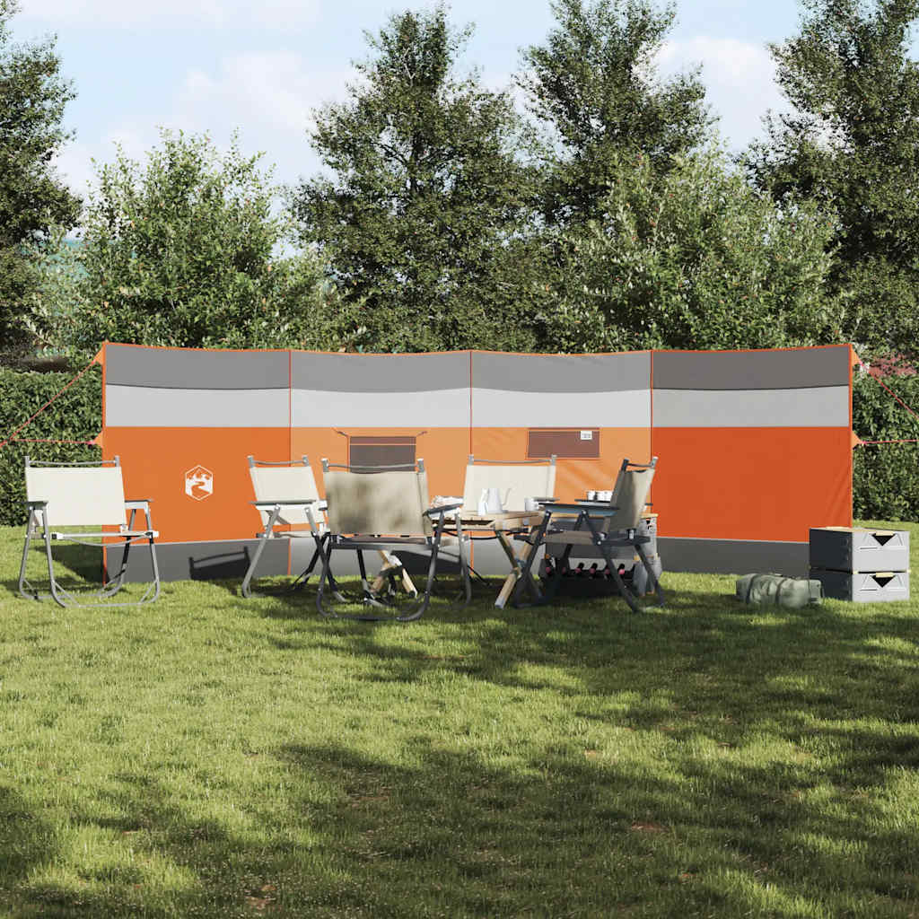 Vindskjerm for camping grå og oransje 510x153 cm vanntett