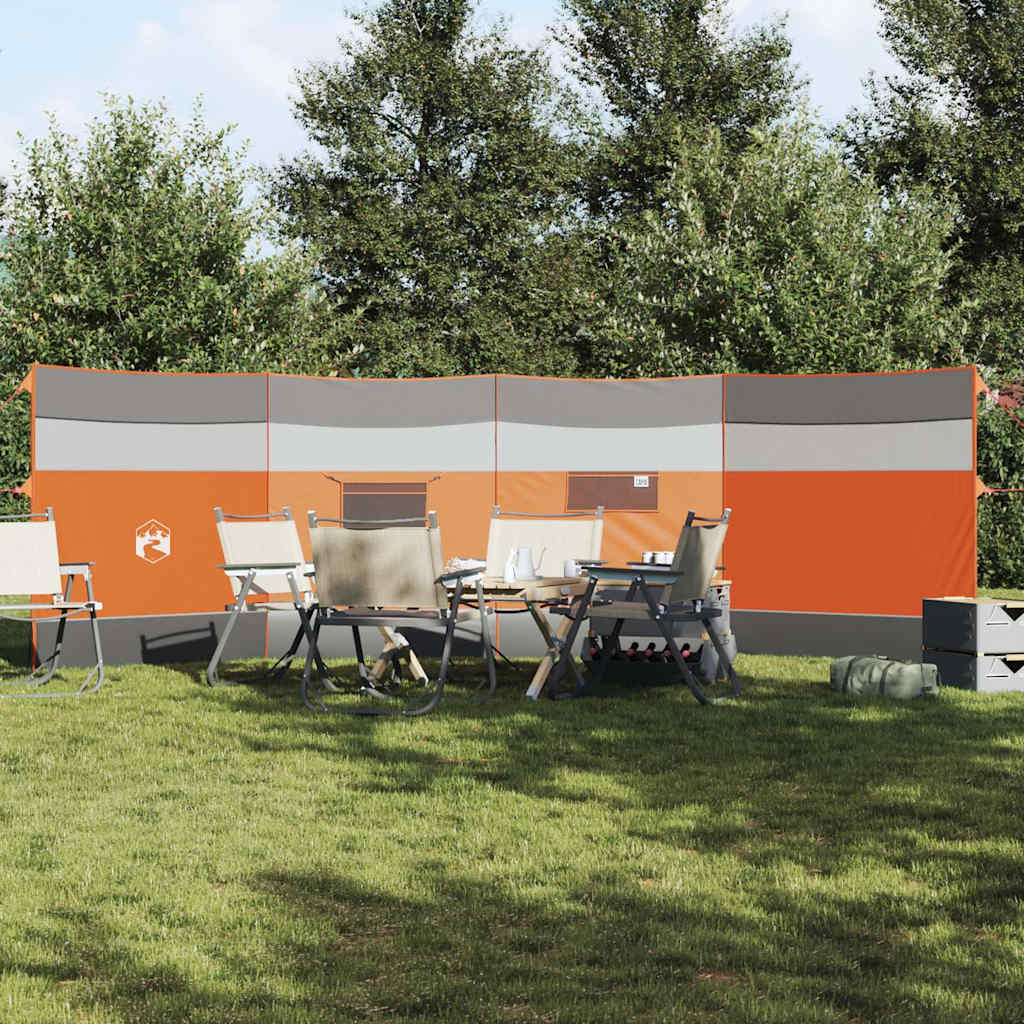 Vindskjerm for camping grå og oransje 510x153 cm vanntett