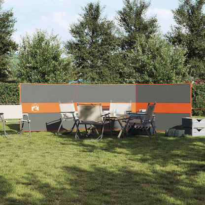 Vindskjerm for camping grå og oransje 490x123 cm vanntett