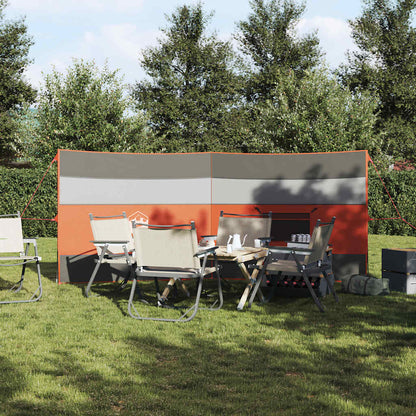 Vindskjerm for camping grå og oransje 340x130 cm vanntett