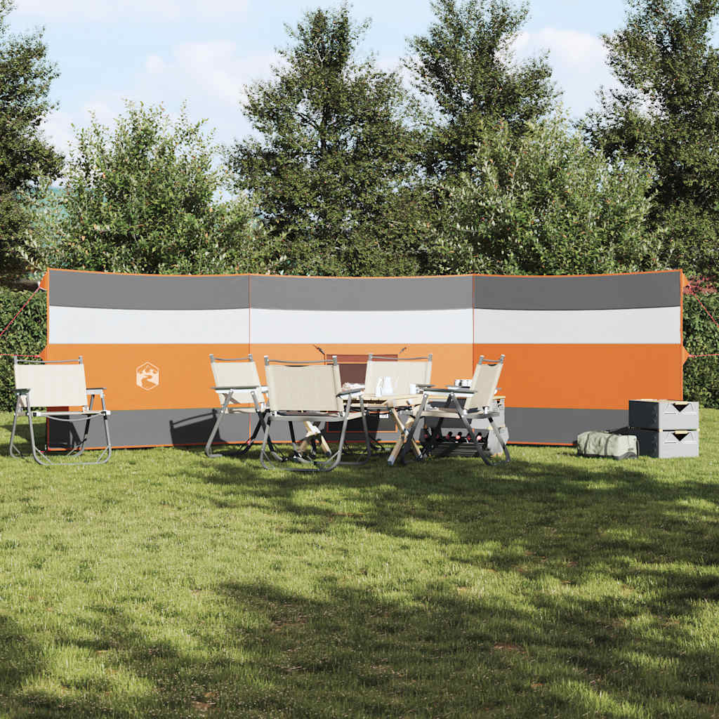 Vindskjerm for camping grå og oransje 508x130 cm vanntett