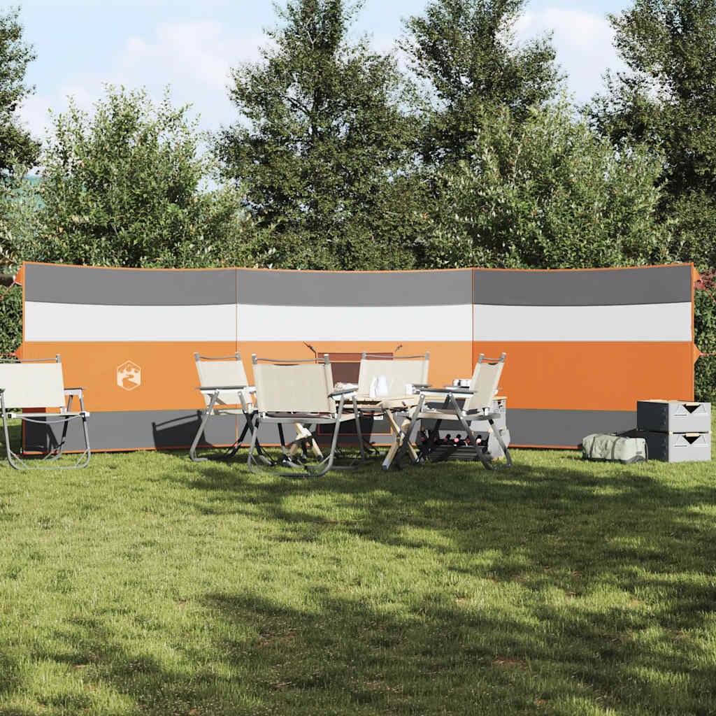 Vindskjerm for camping grå og oransje 508x130 cm vanntett