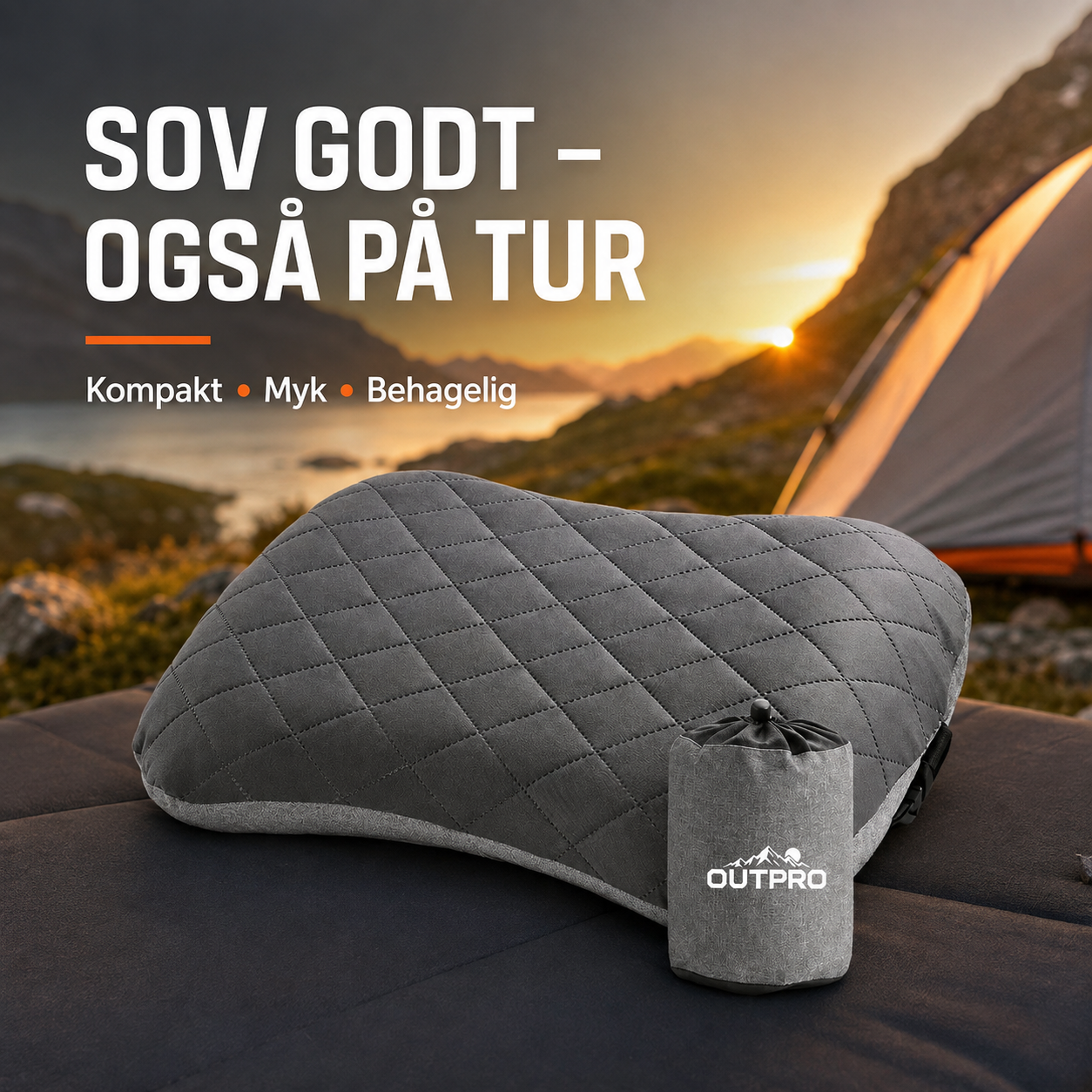 Outpro ultralett oppblåsbar pute