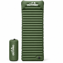 Outpro oppblåsbar luftmadrass med integrert fotpumpe